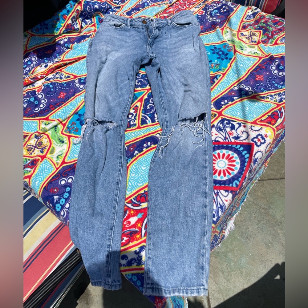 Blue ripped jeans
